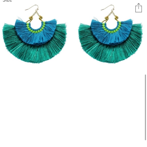 Panacea Blue Green Layered Fan Drop Earrings NWT - Picture 6 of 7
